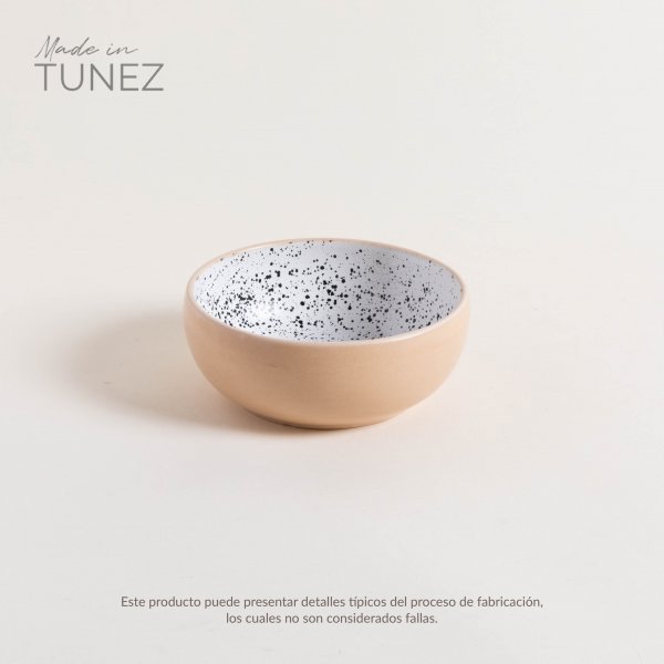 BOWL KORBA BLANCO DOTS CON BEIGE 15 CM