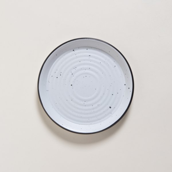 PLATO DE POSTRE GRANITO CON BORDE GRIS 21 CM