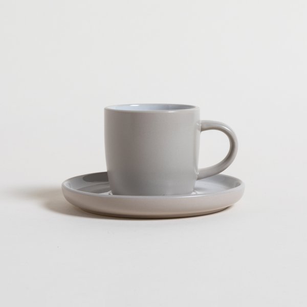 SET DE TAZA Y PLATO DALIAN BEIGE Y BLANCO 200 ML