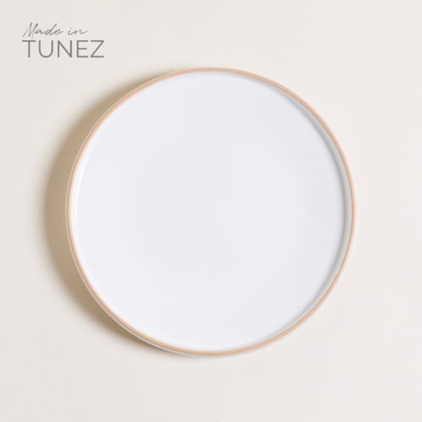 PLATO PLAYO TOZEUR NEO BLANCO BORDE NATURAL 26 CM