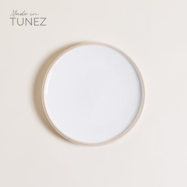 PLATO POSTRE TOZEUR NEO BLANCO BORDE NATURAL 22 CM