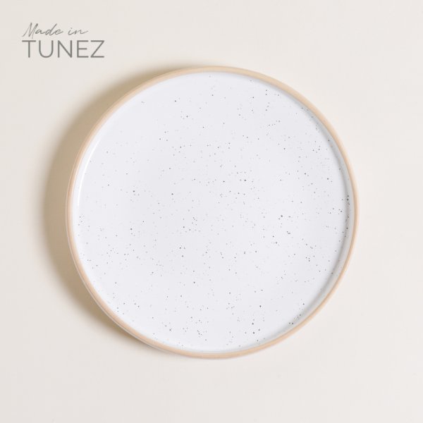 PLATO PLAYO TOZEUR NEO BLANCO DOTS BORDE NATURAL 26 CM