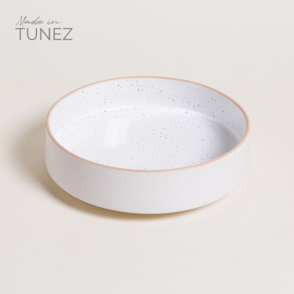 ENSALADERA TOZEUR NEO BLANCO DOTS BORDE NATURAL 25 CM