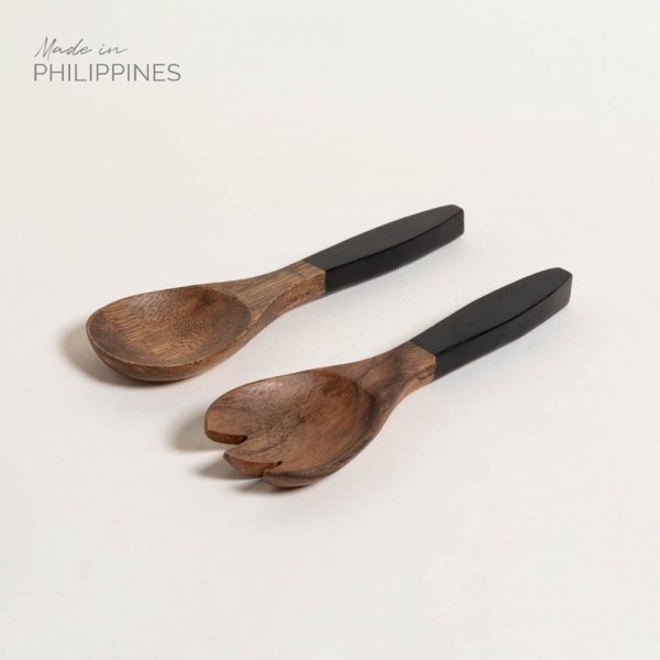 SET CUCHARA Y TENEDOR ACACIA MANILA BLACK 25,4 CM — imagen 1