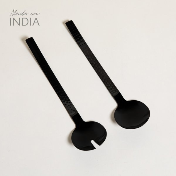 SET X2 CUBIERTOS DE ENSALADA BLACK KIRAN C/ DIENTES 27 CM