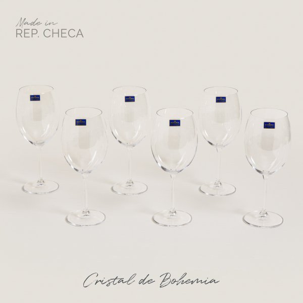 SET X 6 COPAS DE CRISTAL DE BOHEMIA GASTRO 590 ML — imagen 1