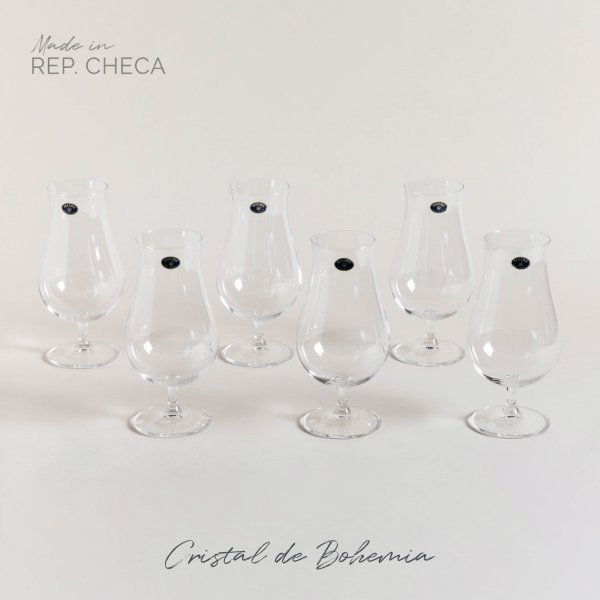 SET X 6 COPAS DE CRISTAL DE BOHEMIA BEER CRAFT 630 ML — imagen 1