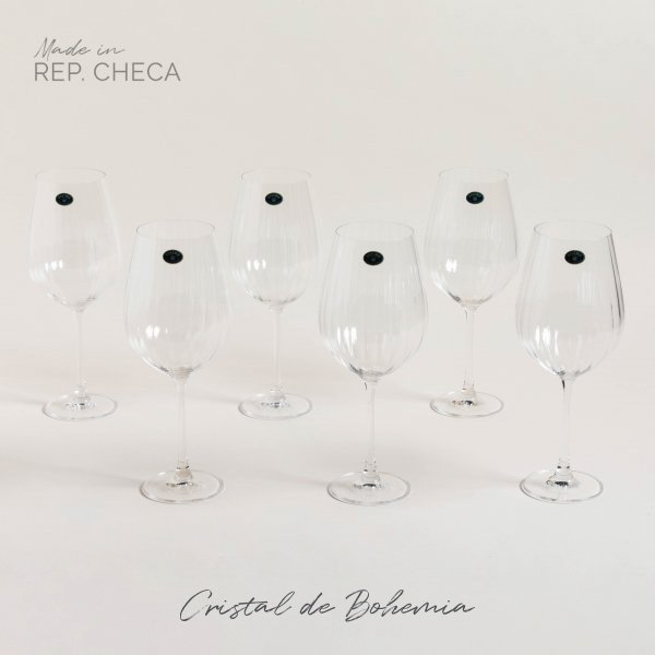 SET X 6 COPAS DE CRISTAL DE BOHEMIA COLUMBA OPTIC 850 ML