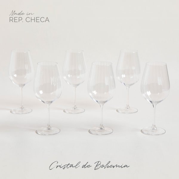 SET X 6 COPAS DE CRISTAL DE BOHEMIA SARAH WATERFALL 690 ML — imagen 1