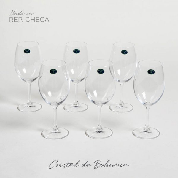 SET X 6 COPAS DE CRISTAL DE BOHEMIA SYLVIA 450 ML