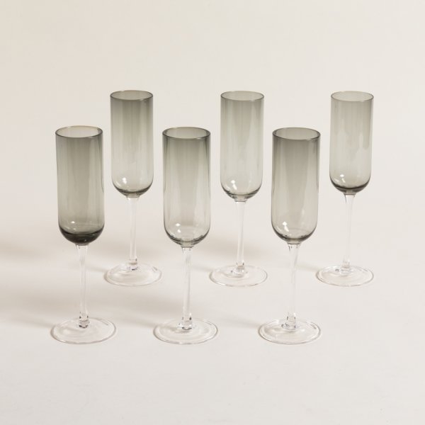 SET X 6 COPAS DE CHAMPAGNE FLORENCIA GREY