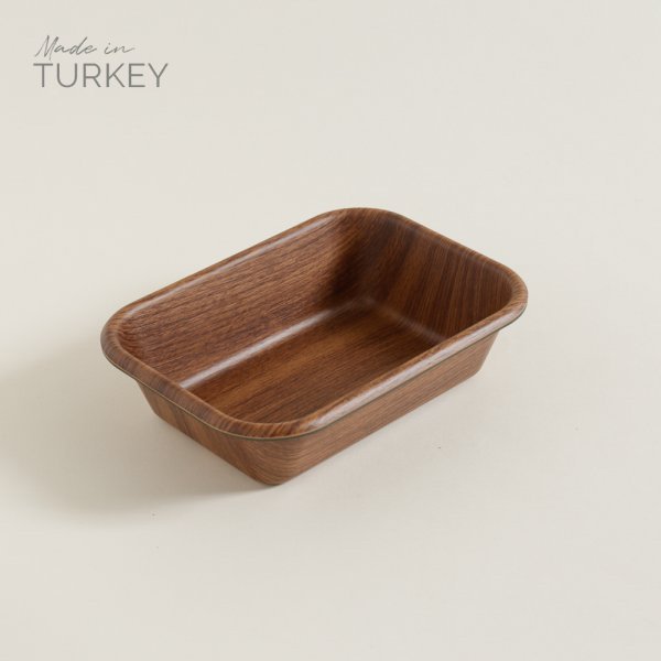 RECIPIENTE RECTANGULAR GRANDE DE PP SIMIL MADERA NOGAL 18,5X26X6,5 CM — imagen 1