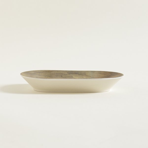 BANDEJA DE FIBRA DE BAMBOO SUMATRA SIMIL MADERA Y BEIGE 25X14X4 CM — imagen 1