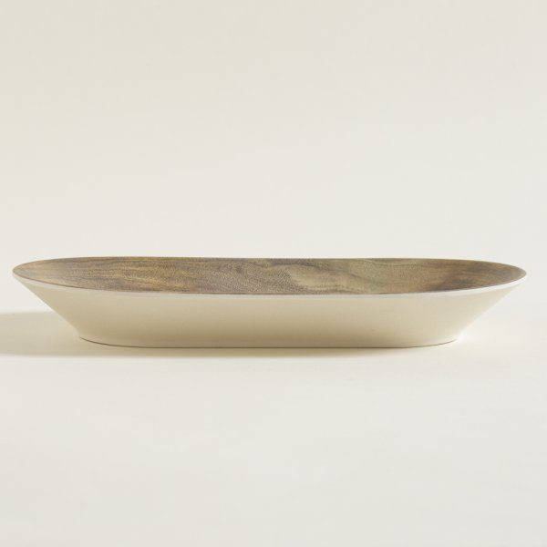 BANDEJA DE FIBRA DE BAMBOO SUMATRA SIMIL MADERA Y BEIGE 30X17X4 CM — imagen 1