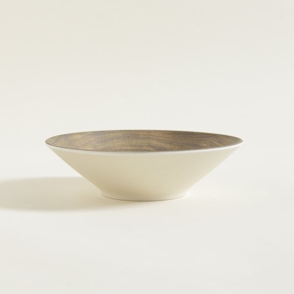 BOWL DE FIBRA DE BAMBOO CONICO SUMATRA SIMIL MADERA Y BEIGE 22X6 CM — imagen 1