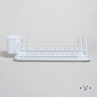ESCURRIDOR DE PLATOS CON PORTA UTENSILIOS BLANCO 11,5X47,5X38 CM *VASSA