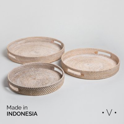 SET X 3 BANDEJAS REDONDAS KENDARI 7X46 / 6X40 / 5X35 CM *VASSA