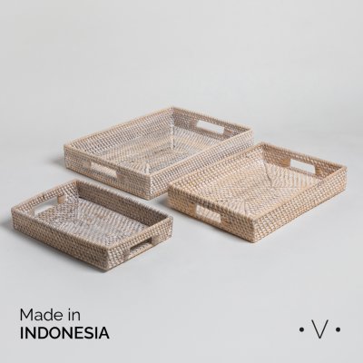 SET X 3 BANDEJAS RECTANGULARES KENDARI 40X30 / 35X25 / 31X20 CM *VASSA