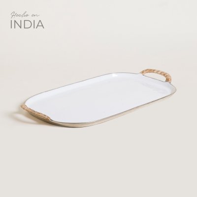 BANDEJA OVALADA LATUR WHITE 54X29 CM