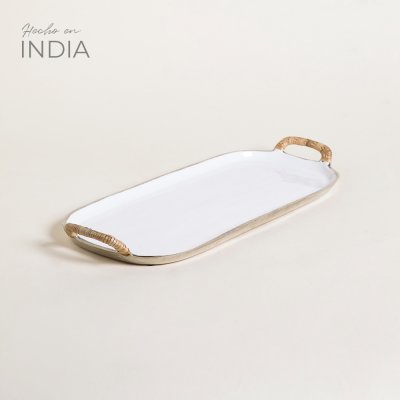 BANDEJA OVALADA LATUR WHITE 48X20 CM