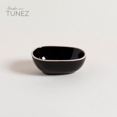 BOWL CHICO ZARZIS NEGRO BRILLANTE CON BORDE NATURAL 12.5X9 CM