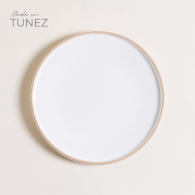 PLATO PLAYO TOZEUR NEO BLANCO BORDE NATURAL 26 CM