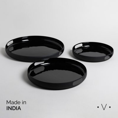 SET X 3 BANDEJAS REDONDAS SIDHI BLACK 25/31/36 CM *VASSA