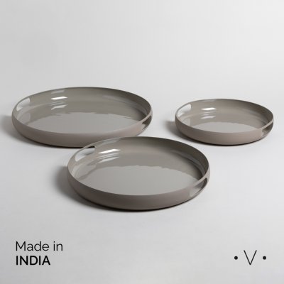 SET X 3 BANDEJAS REDONDAS SIDHI CREAM 25/31/36 CM *VASSA