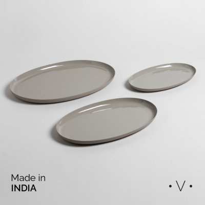 SET X 3 BANDEJAS OVALADAS SIDHI CREAM 25X15/31X20/35X25 CM *VASSA