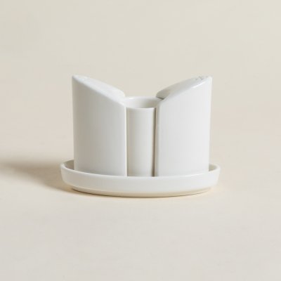 SET DE SALERO, PIMENTERO Y PORTAPALILLOS DE MESA DE CERÁMICA 13X9,5 CM