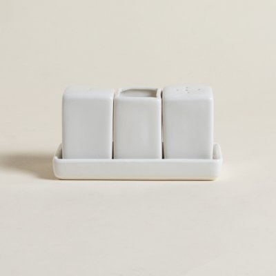 SET DE SALERO, PIMENTERO Y PORTAPALILLOS DE MESA DE CERÁMICA 13X6,5 CM
