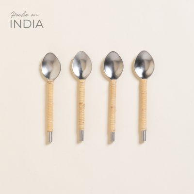 SET X 4 CUCHARITAS MAIHAR ROLLED SATINADO 13 CM