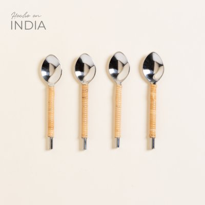 SET X 4 CUCHARITAS MAIHAR ROLLED SATINADO 13 CM