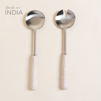SET X 2 CUBIERTOS PARA ENSALADA MAIHAR WHITE SATINADO 31 CM