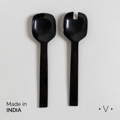 SET DE CUBIERTOS PARA ENSALADA PUNJAB BLACK 28 CM *VASSA