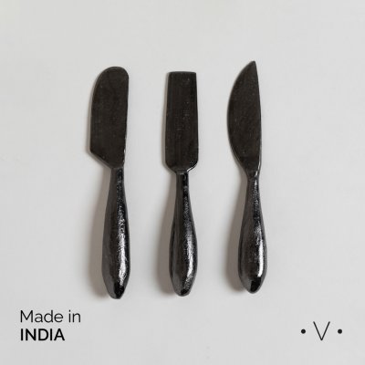 SET X 3 CUBIERTOS PARA QUESOS LAUH BLACK 14 CM *VASSA