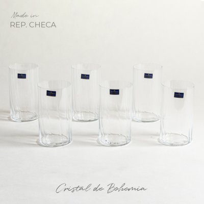 SET X 6 VASOS ALTOS DE CRISTAL DE BOHEMIA ANITA ESPIRAL 590 ML