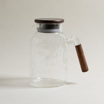 JARRA DE BOROSILICATO FACETADA CON TAPA DE NOGAL 1500 ML