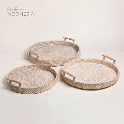 SET X 3 BANDEJAS REDONDAS CON ASAS MASAMBA 45 / 40 / 34 CM