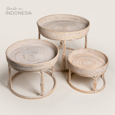 SET X 3 MESAS DE ARRIME MASAMBA 27X41 / 38X50 / 49X61 CM