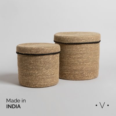SET X 2 CANASTOS RECTOS MADHYA BEIGE 25X23 CM/ 19X18 CM *VASSA