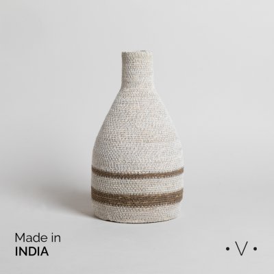 JARRON BOMBÉ MADHYA WHITE 16X30 CM *VASSA