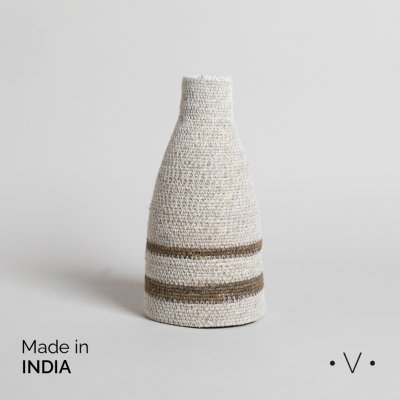 JARRON BOMBÉ MADHYA WHITE 12X26 CM *VASSA