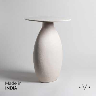 MESA AUXILIAR REDONDA PALAKKAD CREAM 50X36 CM *VASSA