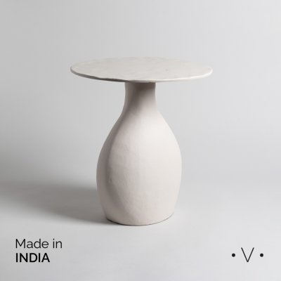 MESA AUXILIAR REDONDA PALAKKAD CREAM 40X36 CM *VASSA