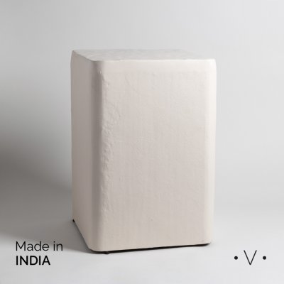 MESA AUXILIAR CUADRADA PALAKKAD CREAM 53X35 CM *VASSA