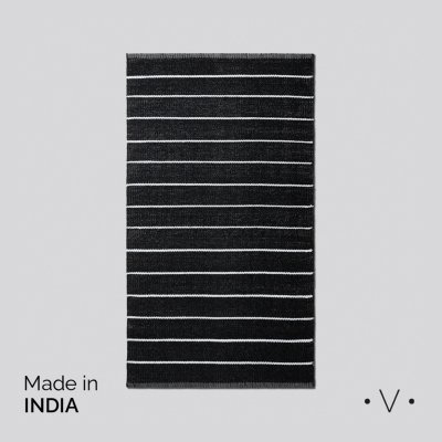 ALFOMBRA VARKALA BLACK FINE STRIPES 120X180 CM *VASSA